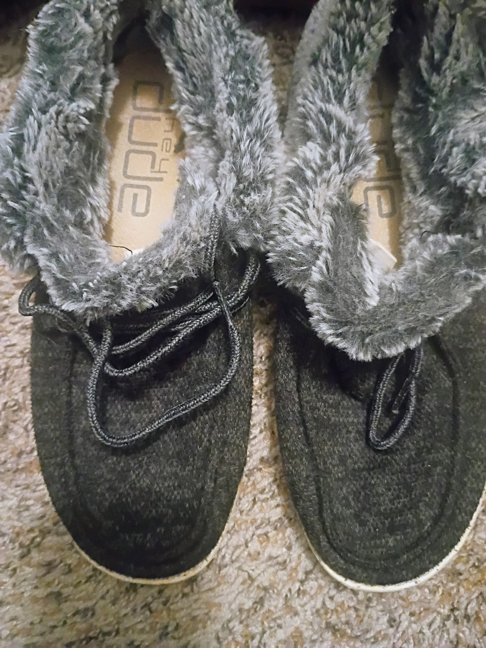 Emu Gray Men’s Faux-Fur Lined Casual Moccasin Belted Slippers